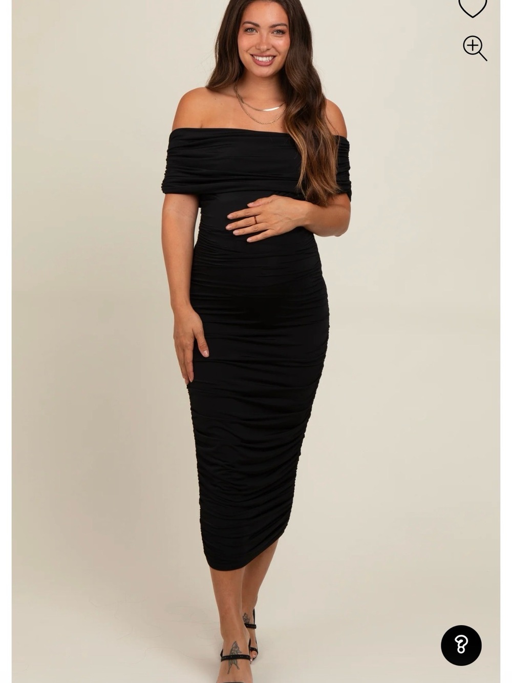 Pinkblush Black Ruched Maternity Midi Dress